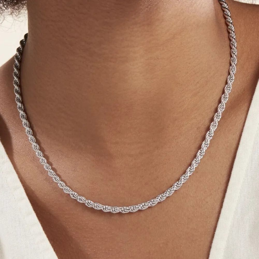 Marc Orian Colliers|Colliers Argent > Collier Cacilda Maille Corde Argent Blanc