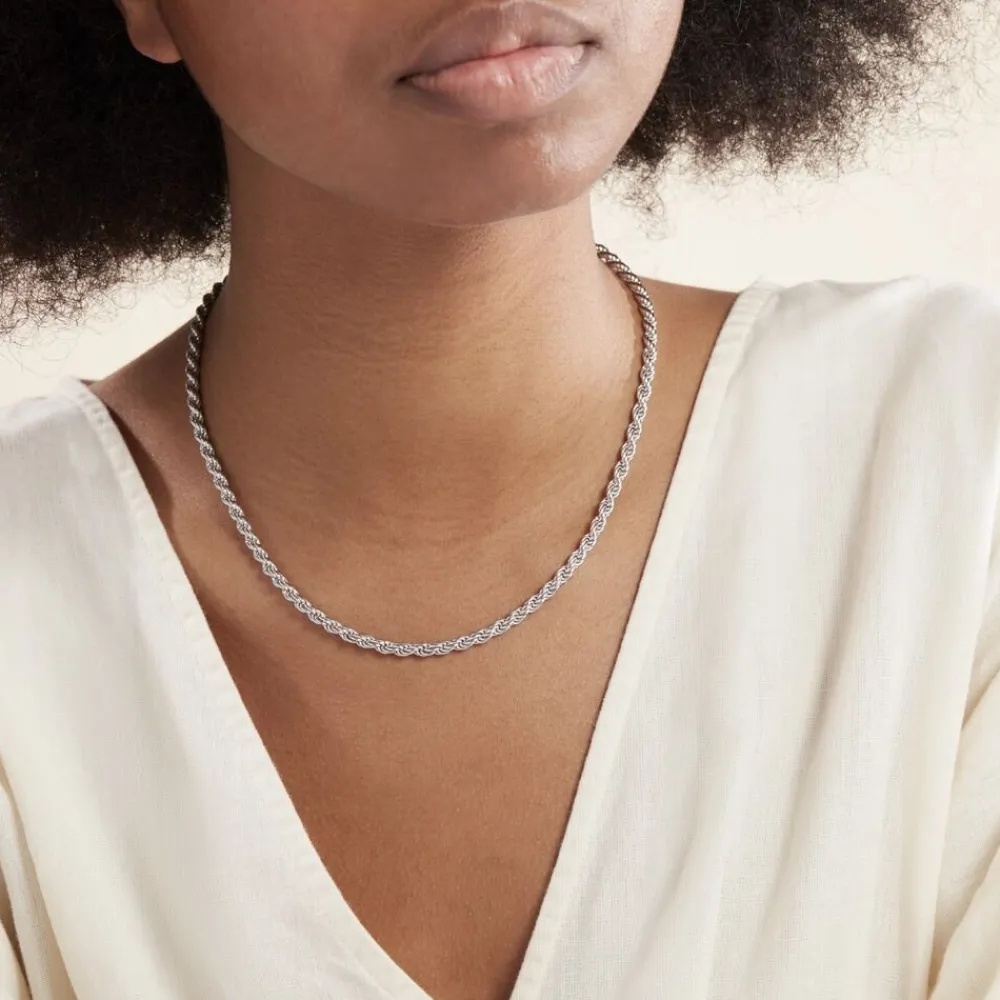 Marc Orian Colliers|Colliers Argent > Collier Cacilda Maille Corde Argent Blanc