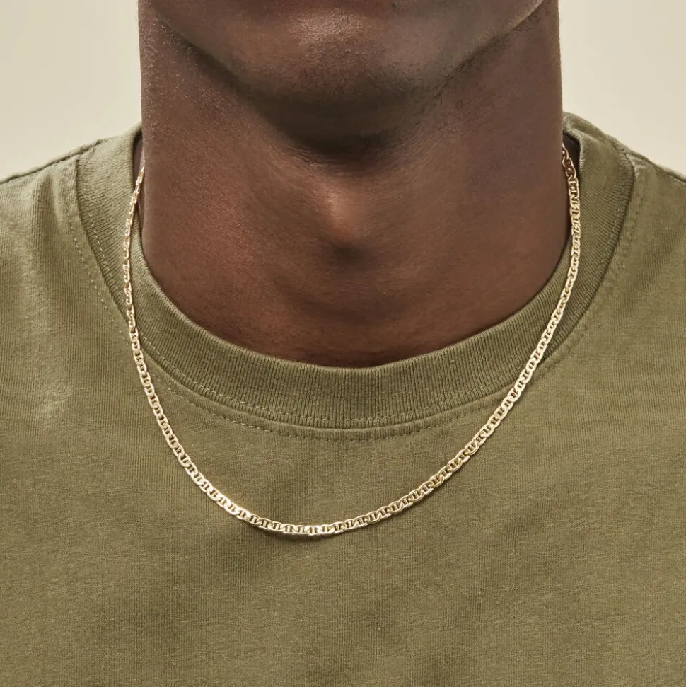 Collier Capucin Or Jaune Maille Marine Plate