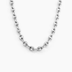 Marc Orian Colliers|Colliers Argent > Collier Carrus Maille Grain De Cafe Argent Blanc