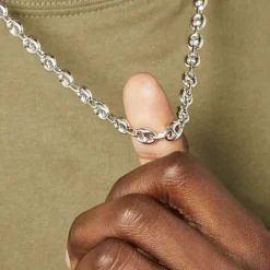 Marc Orian Colliers|Colliers Argent > Collier Carrus Maille Grain De Cafe Argent Blanc
