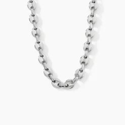 Marc Orian Colliers|Colliers Argent > Collier Carrus Maille Grain De Cafe Argent Blanc