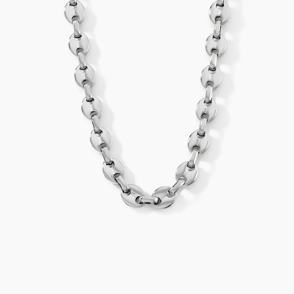 Marc Orian Colliers|Colliers Argent > Collier Carrus Maille Grain De Cafe Argent Blanc