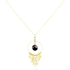 Collier Cercle Or Jaune Perle De Culture De Tahiti