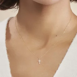 Marc Orian Colliers|Colliers Avec Pierres > Collier Cobeia Croix Maille Forçat Or Jaune Oxyde De Zirconium