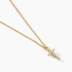 Marc Orian Colliers|Colliers Avec Pierres > Collier Cobeia Croix Maille Forçat Or Jaune Oxyde De Zirconium