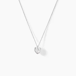 Marc Orian Colliers|Colliers Cœur > Collier Coeur Serti Clos Or Blanc Oxyde De Zirconium