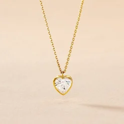 Marc Orian Colliers Cœur|Colliers > Collier Coeur Serti Clos Or Jaune Oxyde De Zirconium