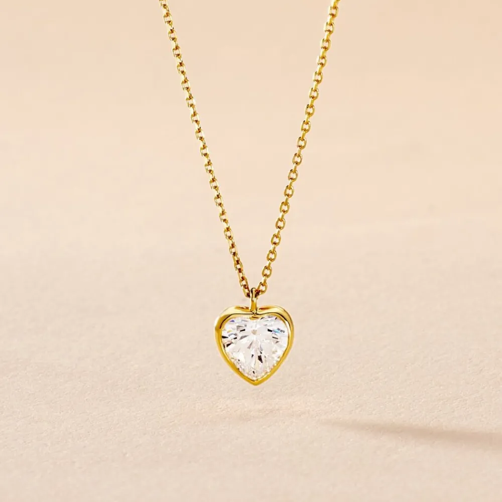 Marc Orian Colliers Cœur|Colliers > Collier Coeur Serti Clos Or Jaune Oxyde De Zirconium