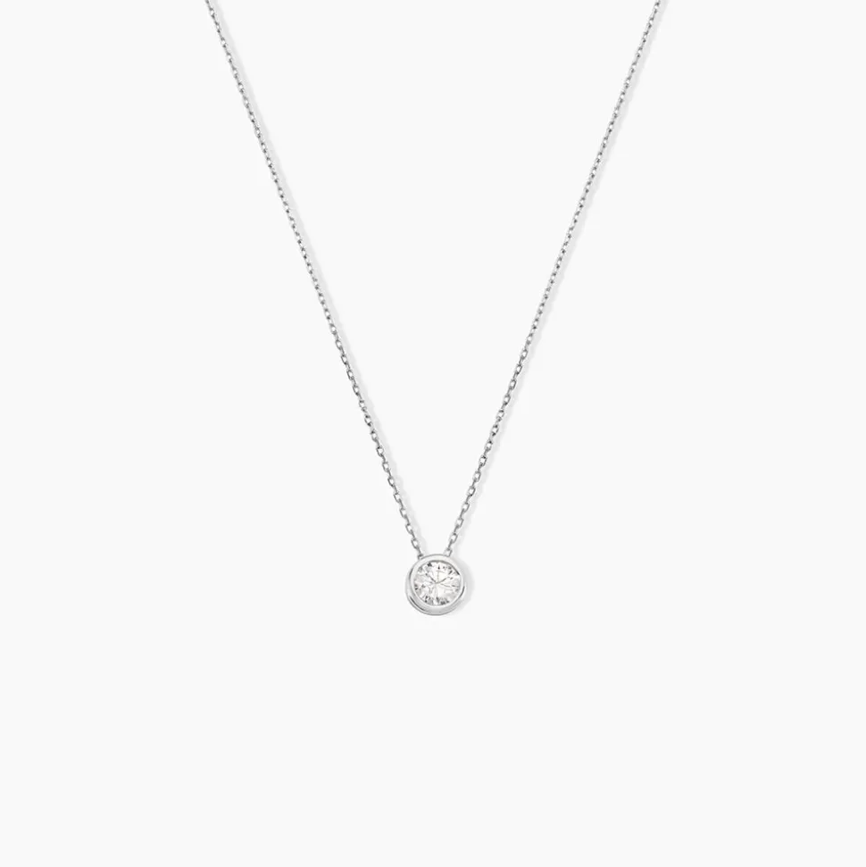Collier Columbine Or Blanc Oxyde De Zirconium Blanc