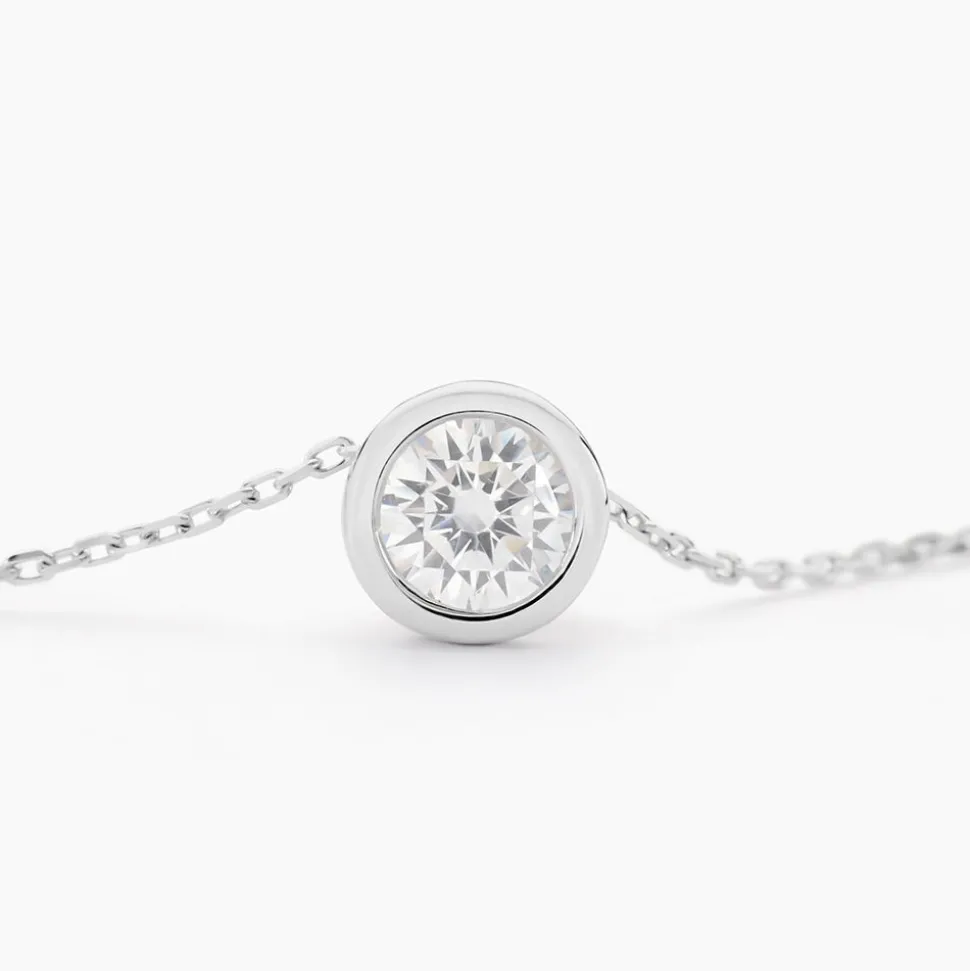 Collier Columbine Or Blanc Oxyde De Zirconium Blanc