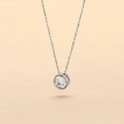 Collier Columbine Or Blanc Oxyde De Zirconium Blanc