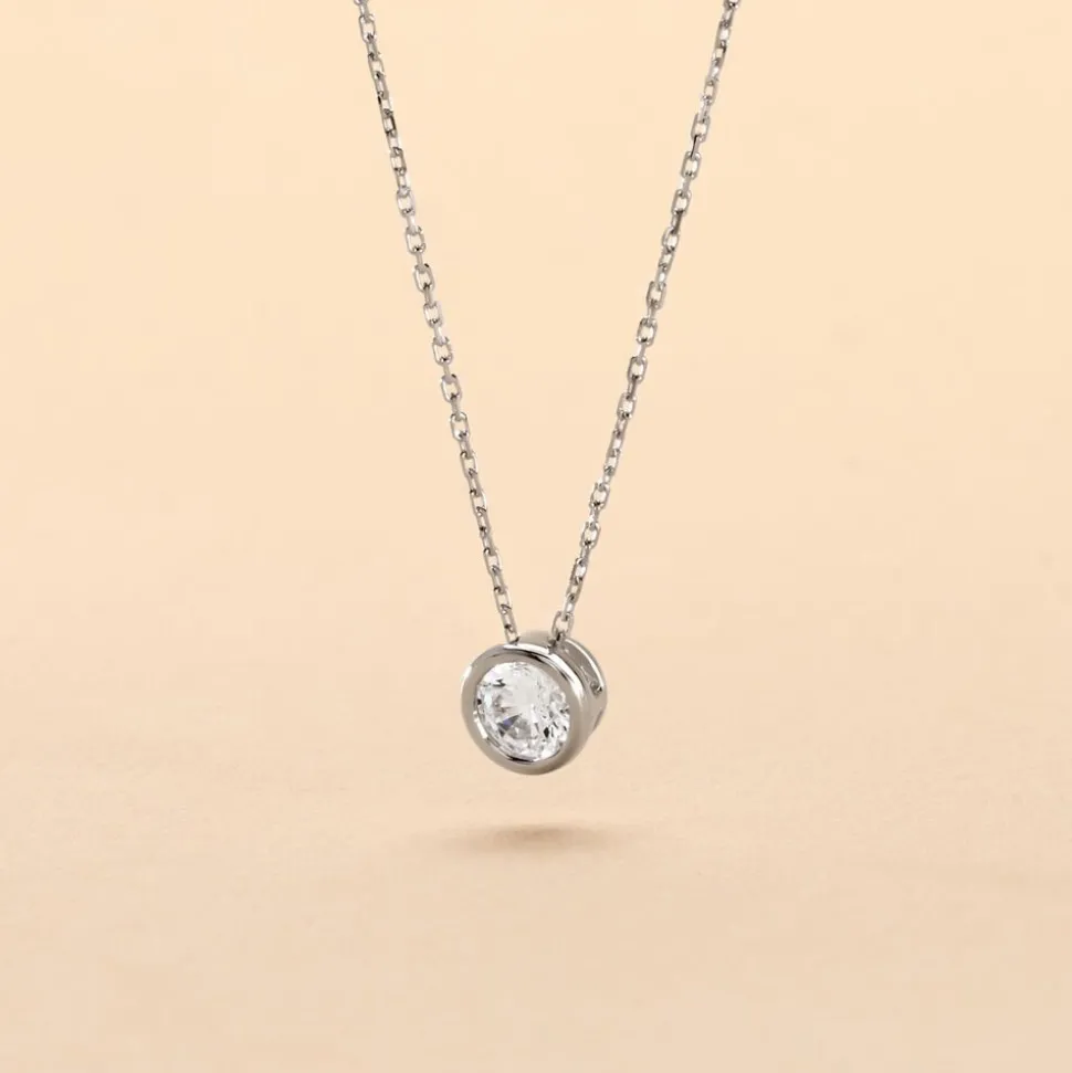 Collier Columbine Or Blanc Oxyde De Zirconium Blanc
