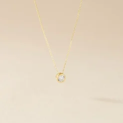 Collier Columbine Or Jaune Oxyde De Zirconium Blanc