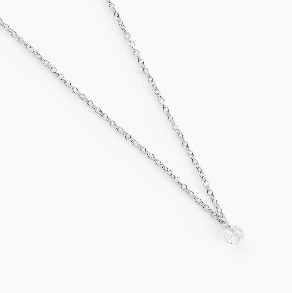 Collier Court Argent Blanc Constantin Oxyde De Zirconium