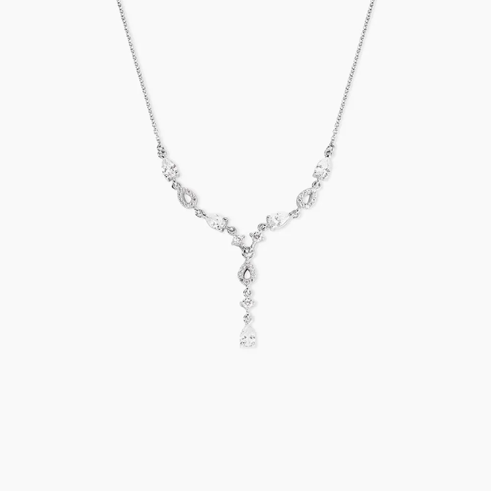 Marc Orian Colliers|Colliers Avec Pierres > Collier Cravate Argent Blanc Benedito Oxydes De Zirconium