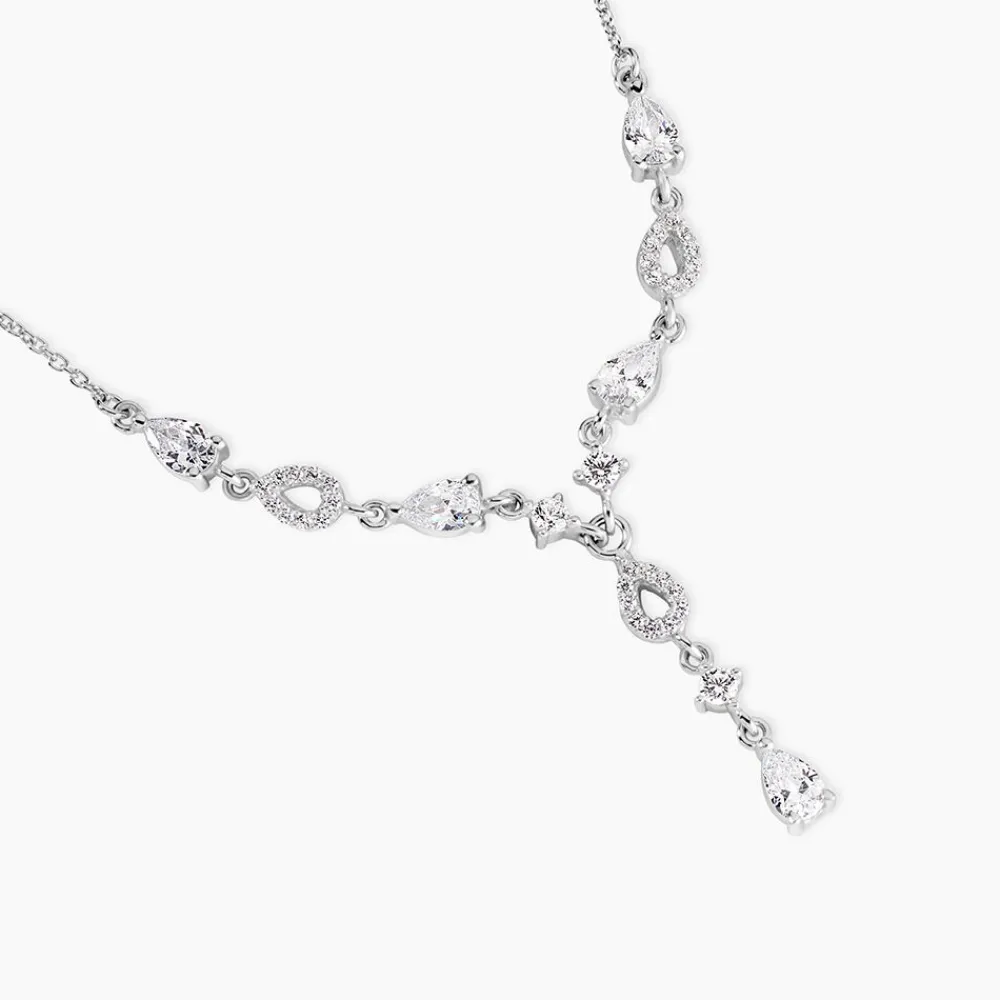 Marc Orian Colliers|Colliers Avec Pierres > Collier Cravate Argent Blanc Benedito Oxydes De Zirconium
