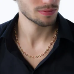 Collier Dami Maille Grain De Cafe Or Tricolore