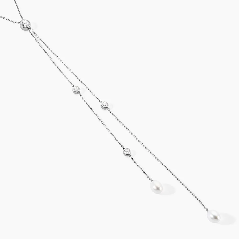 Marc Orian Colliers|Bijoux Perles > Collier De Dos Indigo Argent Perle De Culture Oxyde