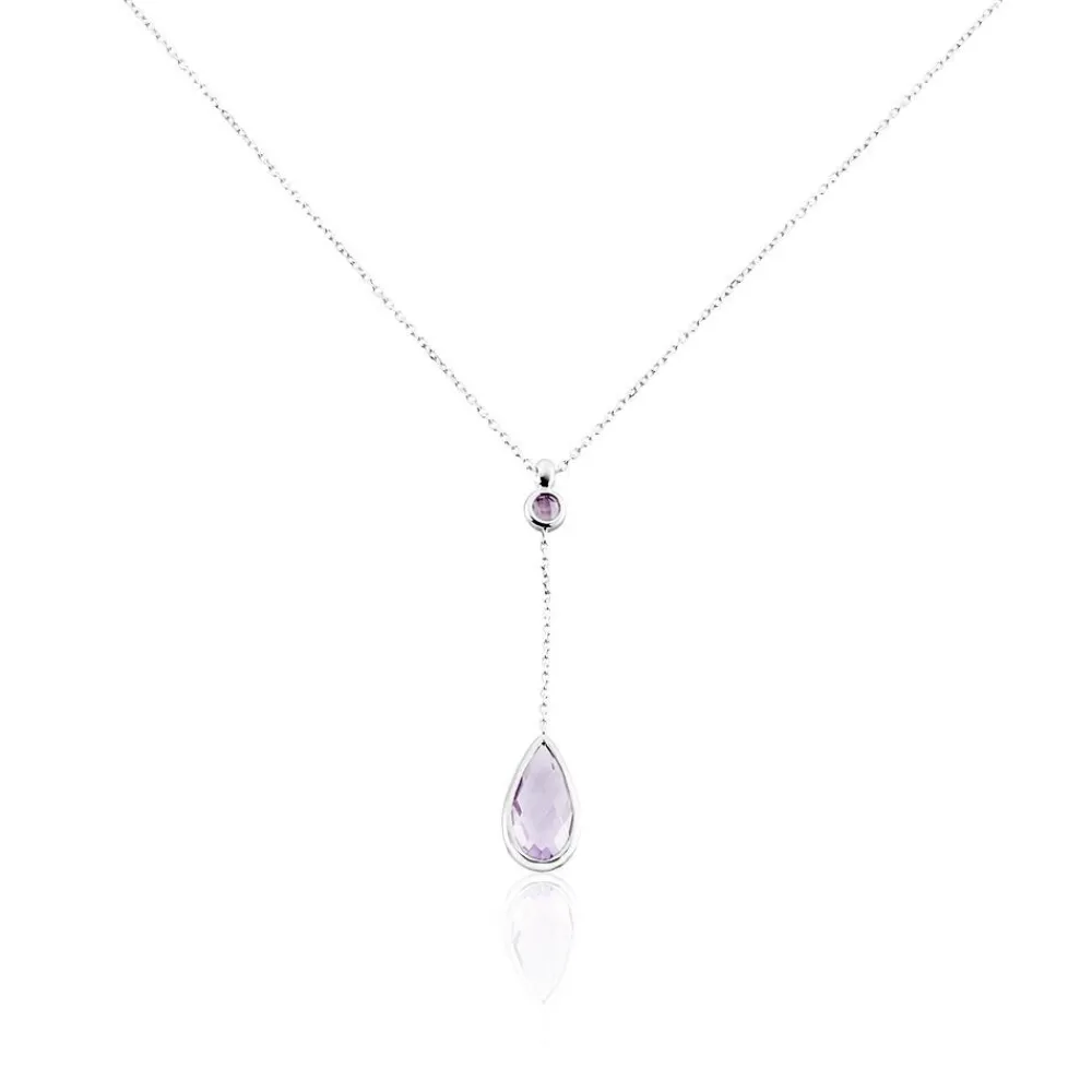 Marc Orian Colliers|Colliers Avec Pierres > Collier Dennis Or Blanc Amethyste or blanc amethyste violette