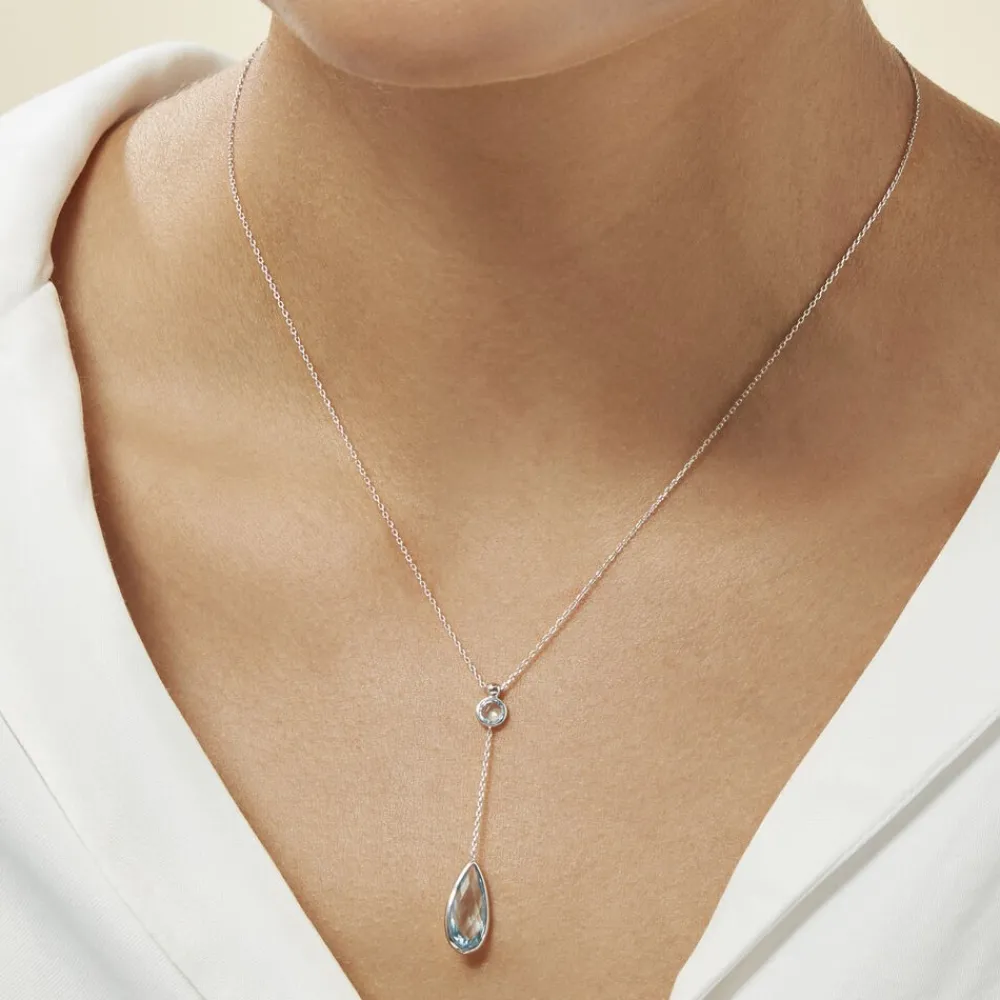 Marc Orian Colliers|Colliers Avec Pierres > Collier Dennis Or Blanc Topaze or blanc topaze bleu sky