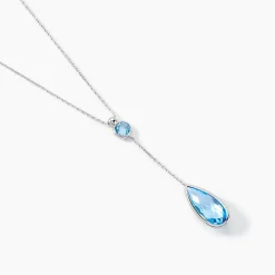 Marc Orian Colliers|Colliers Avec Pierres > Collier Dennis Or Blanc Topaze or blanc topaze bleu sky