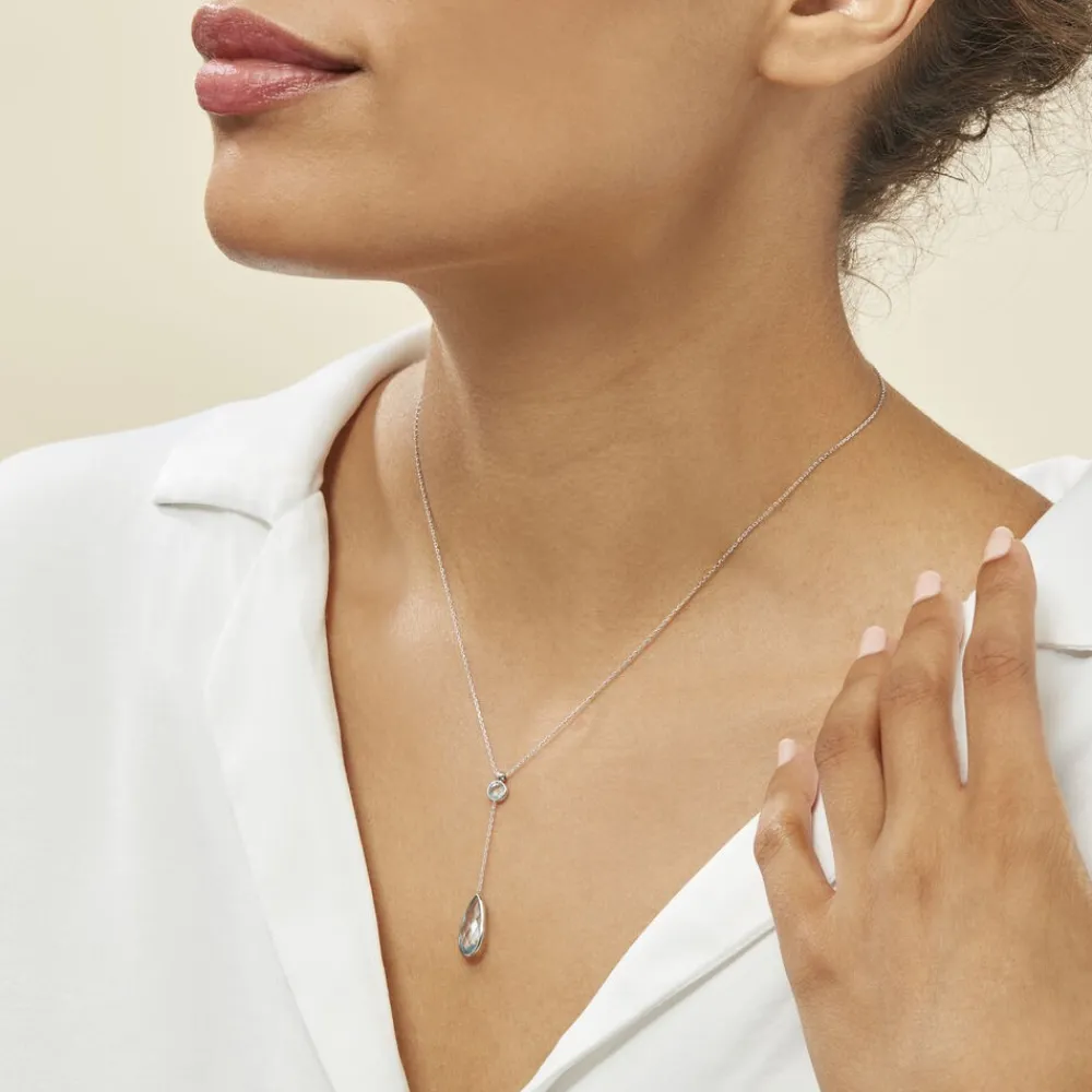 Marc Orian Colliers|Colliers Avec Pierres > Collier Dennis Or Blanc Topaze or blanc topaze bleu sky