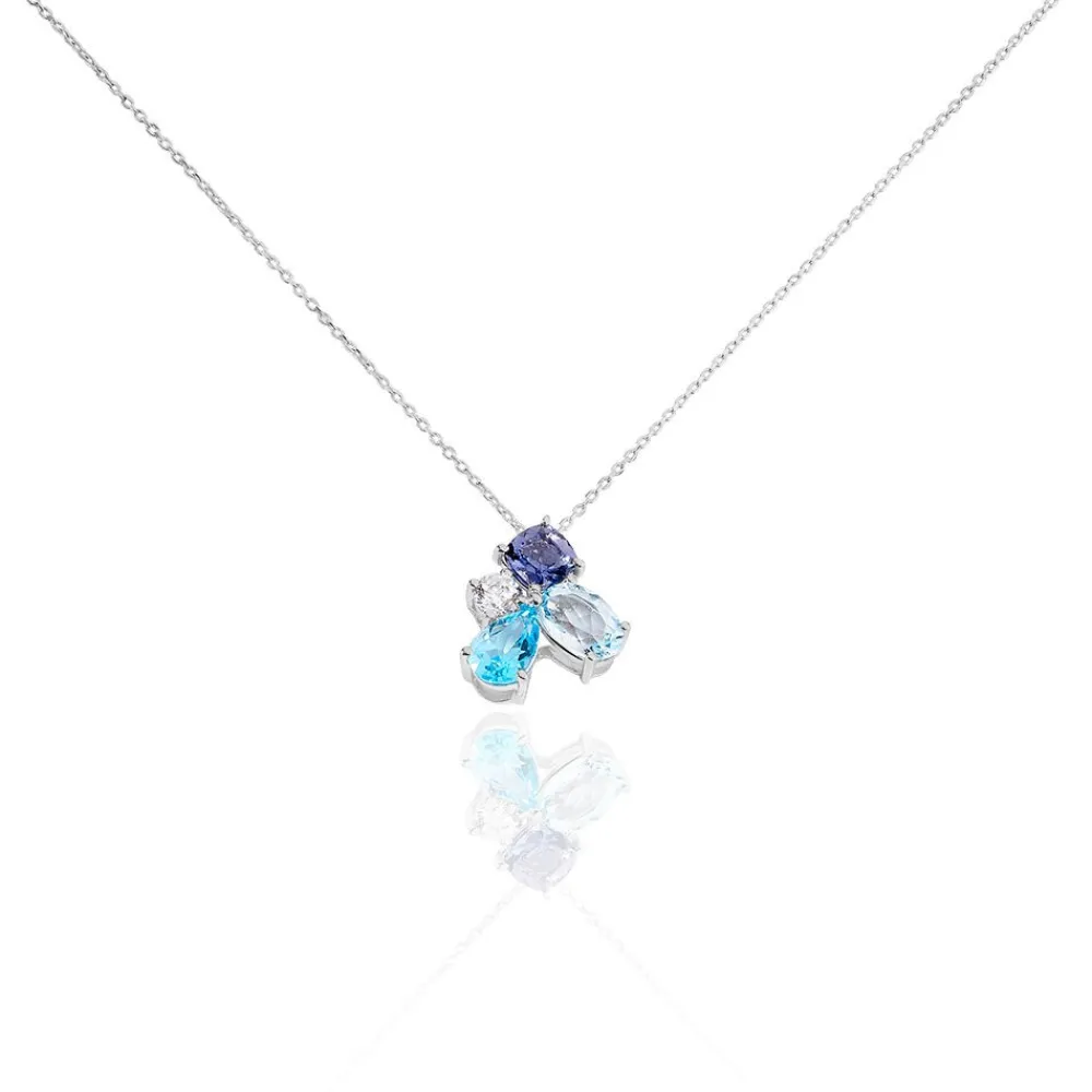 Marc Orian Colliers|Colliers Avec Pierres > Collier Doryne Or Blanc Topaze Et Oxyde De Zirconium