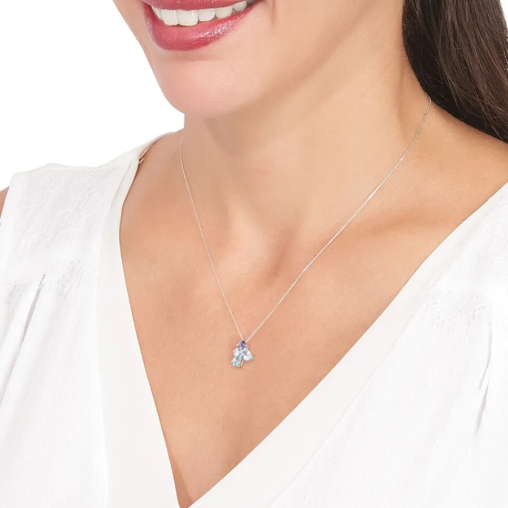 Marc Orian Colliers|Colliers Avec Pierres > Collier Doryne Or Blanc Topaze Et Oxyde De Zirconium