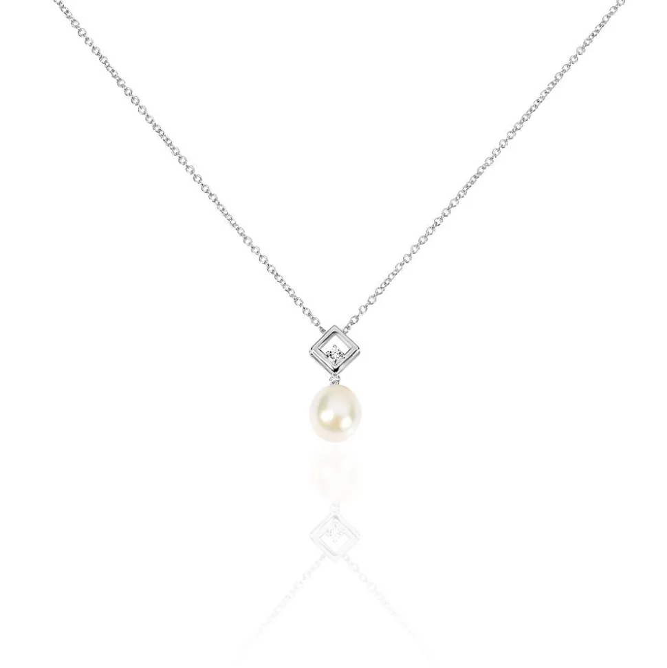 Collier Drusilla Argent Blanc Perle De Culture Et Oxyde De Zirconium