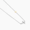 Collier Edline Or Jaune et Argent Blanc Oxyde De Zirconium