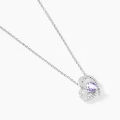 Collier Eliana Or Blanc Amethyste Et Oxyde De Zirconium