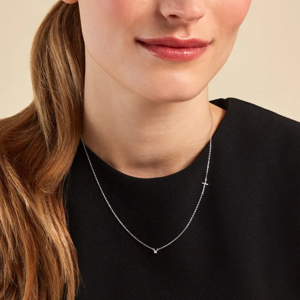 Collier Eloa Argent Blanc Oxyde De Zirconium