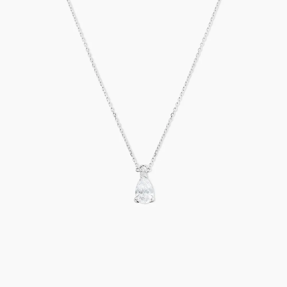 Marc Orian Colliers|Colliers Avec Pierres > Collier Enis Or Blanc Oxyde De Zirconium Et Olivine