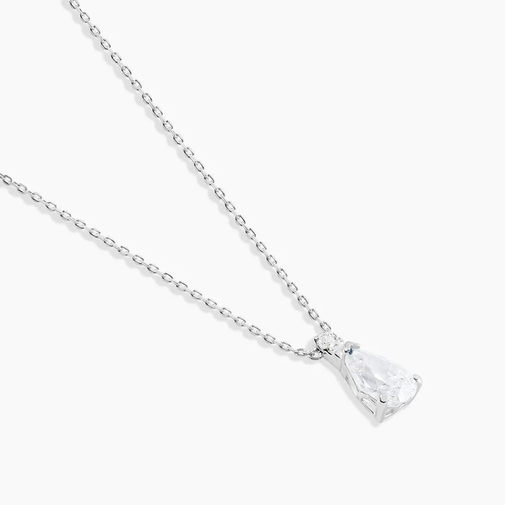 Marc Orian Colliers|Colliers Avec Pierres > Collier Enis Or Blanc Oxyde De Zirconium Et Olivine