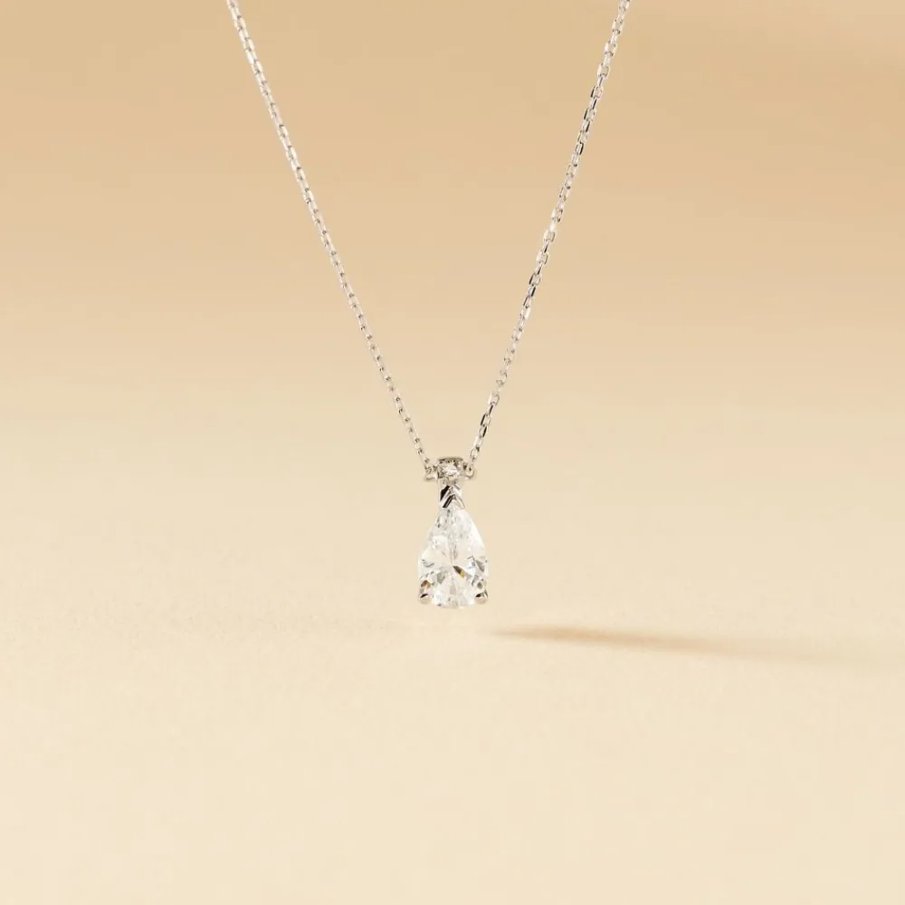 Marc Orian Colliers|Colliers Avec Pierres > Collier Enis Or Blanc Oxyde De Zirconium Et Olivine