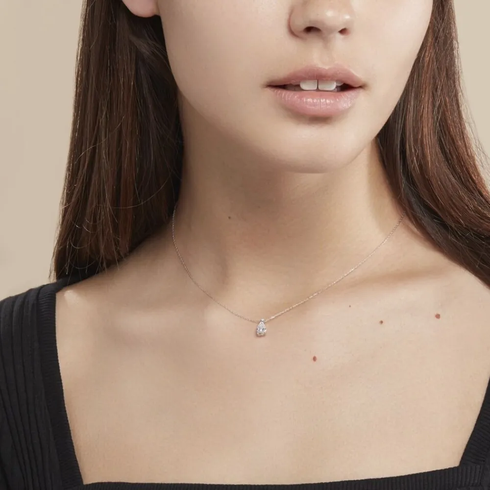 Marc Orian Colliers|Colliers Avec Pierres > Collier Enis Or Blanc Oxyde De Zirconium Et Olivine