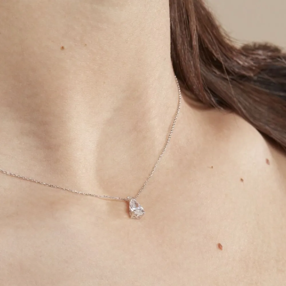 Marc Orian Colliers|Colliers Avec Pierres > Collier Enis Or Blanc Oxyde De Zirconium Et Olivine