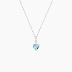 Marc Orian Colliers|Colliers Cœur > Collier Fany Or Blanc Topaze Et Oxyde De Zirconium