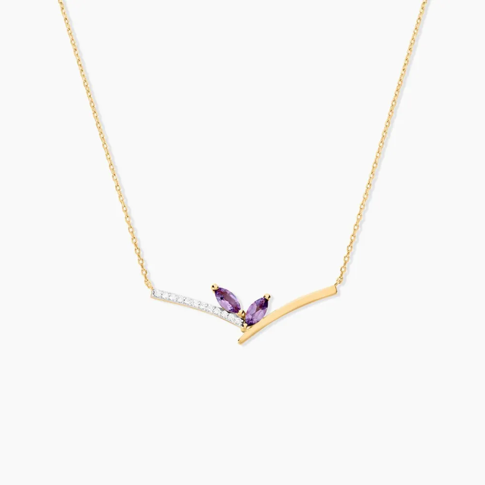Marc Orian Colliers|Colliers Avec Pierres > Collier Florelys Or Jaune Améthyste Oxyde De Zirconium