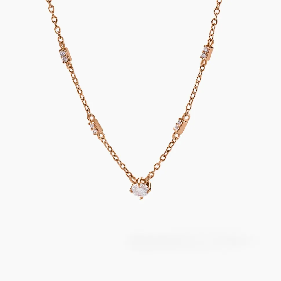 Collier Gemmie Argent Rose Oxyde De Zirconium