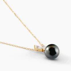 Marc Orian Parures De Mariage|Colliers > Collier Giuseppe Or Jaune Perle De Tahiti Oxyde Zirconium