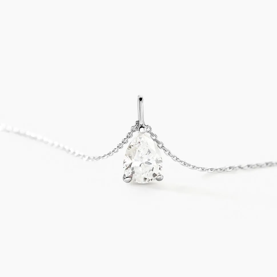 Collier Goutte Or Blanc Oxyde De Zirconium