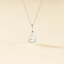 Collier Goutte Or Blanc Oxyde De Zirconium