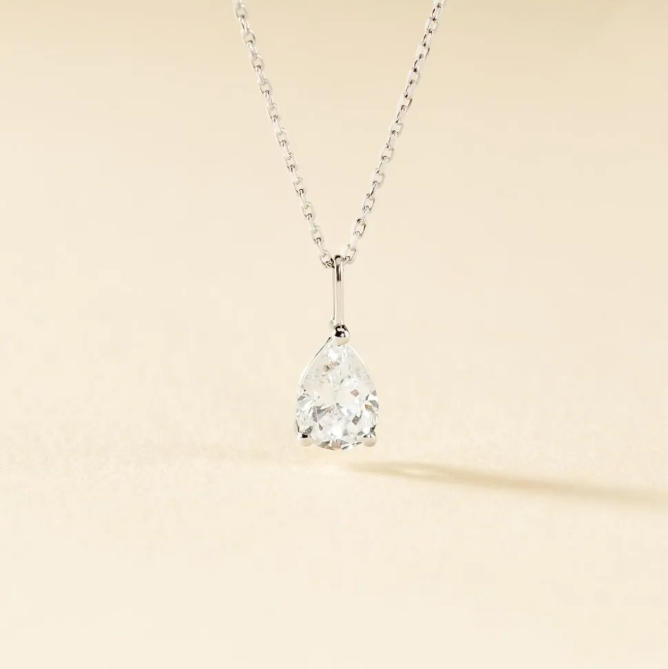 Collier Goutte Or Blanc Oxyde De Zirconium
