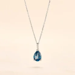 Collier Goutte Or Blanc Topaze