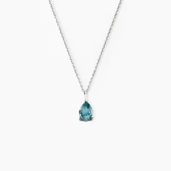 Collier Goutte Or Blanc Topaze