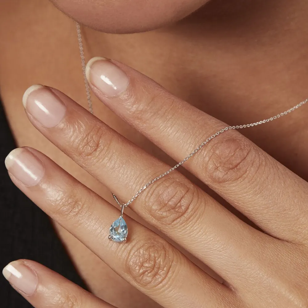 Marc Orian Colliers|Colliers Avec Pierres > Collier Goutte Or Blanc Topaze