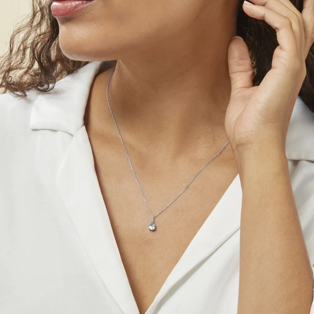 Marc Orian Colliers|Colliers Avec Pierres > Collier Goutte Or Blanc Topaze