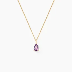 Collier Goutte Or Jaune Amethyste